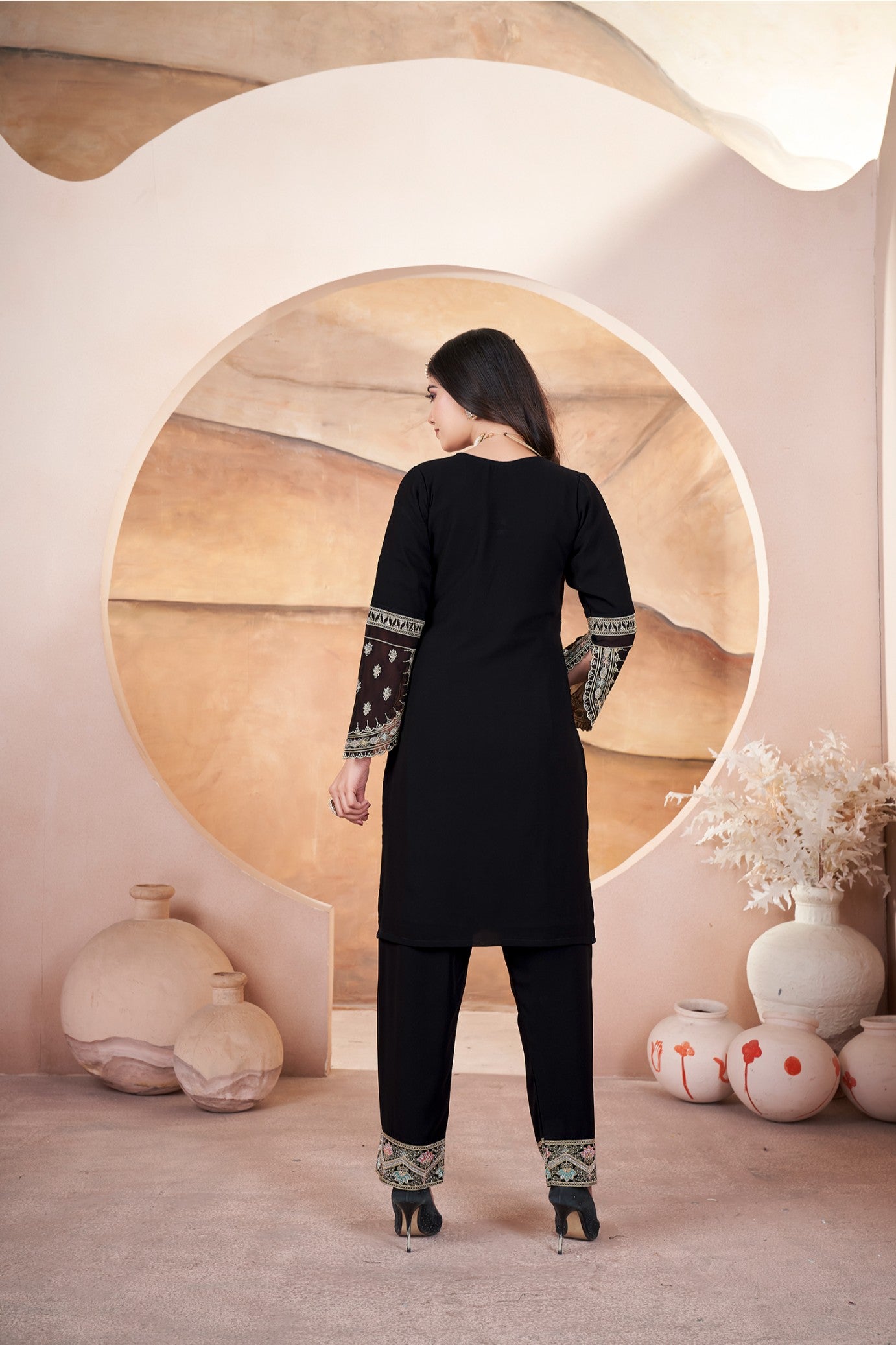 Black color georgette salwar suit with dupatta online