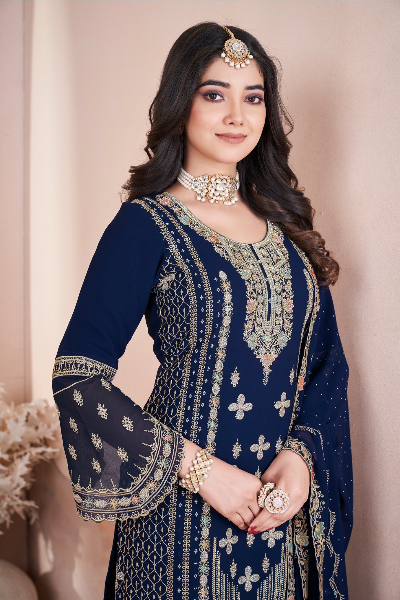 Blue color georgette salwar suit with dupatta online