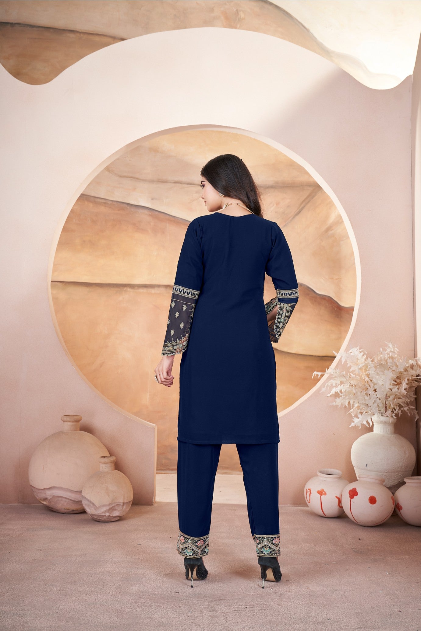 Blue color georgette salwar suit with dupatta online shopping