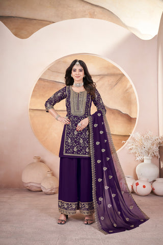 Purple color georgette salwar suit for women