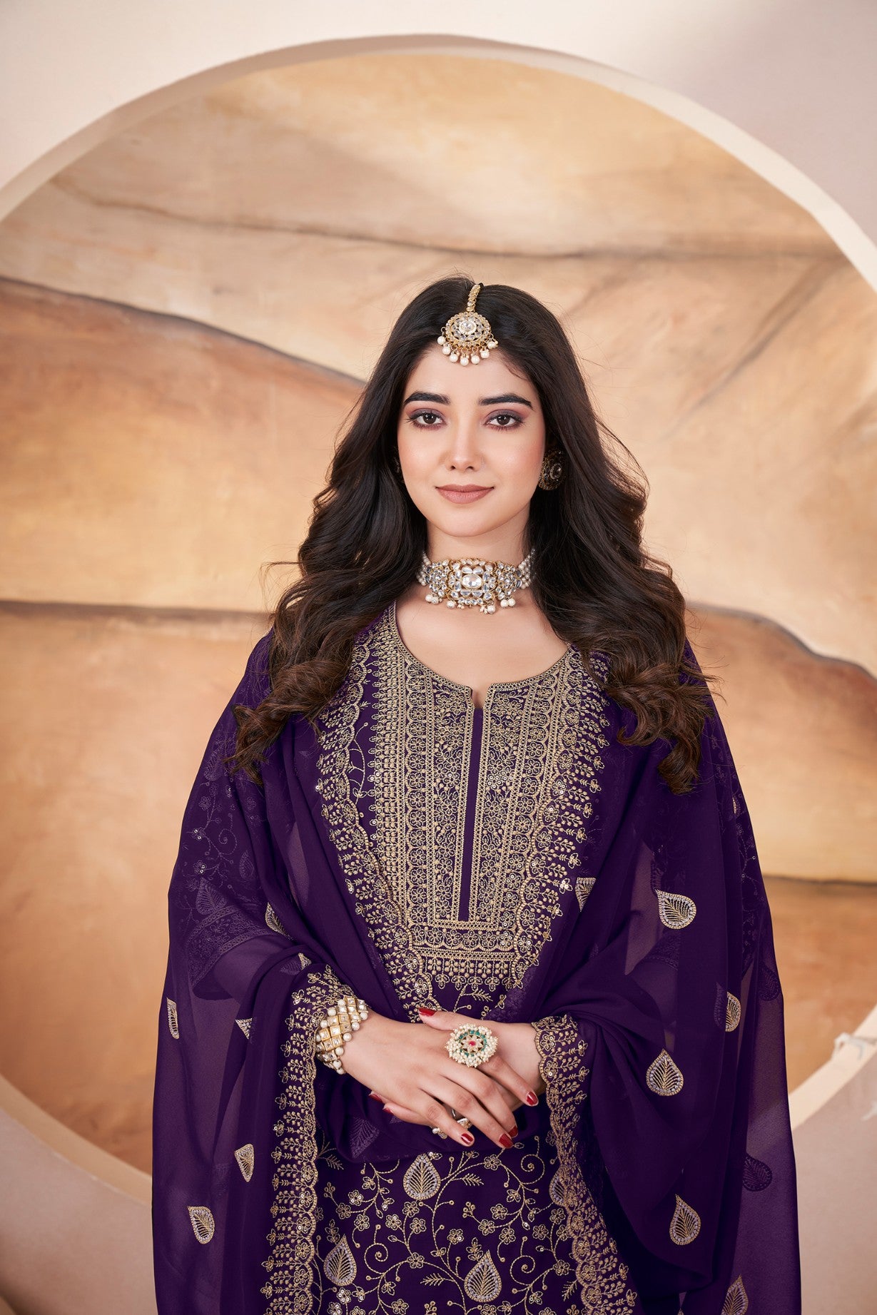 Purple color georgette salwar suit with dupatta design