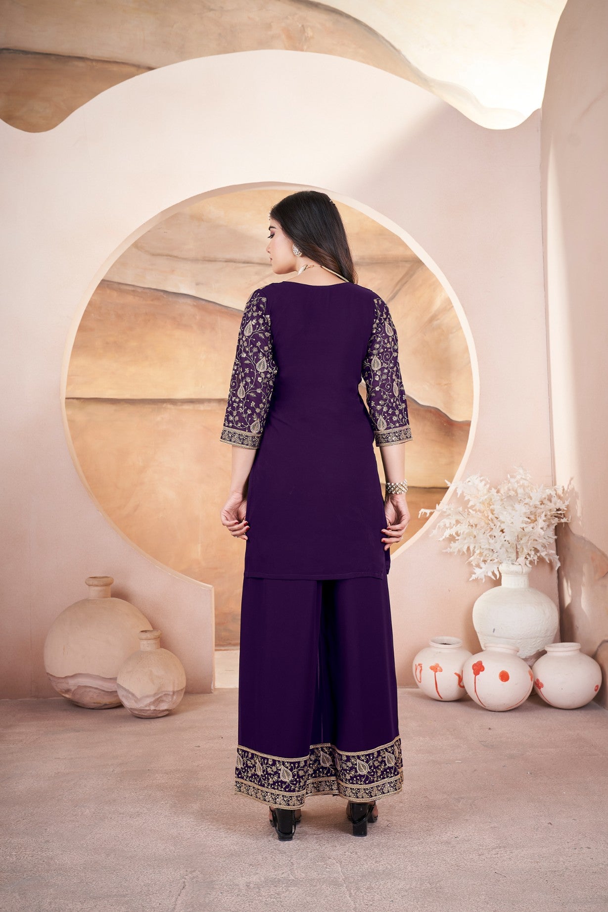 Purple color georgette salwar suit with dupatta price