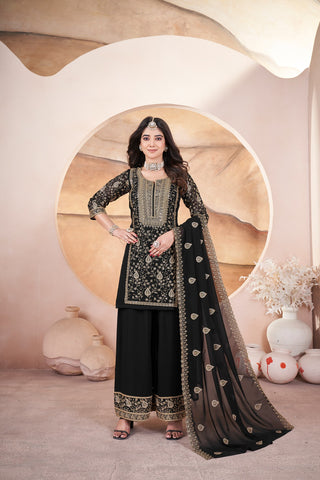 Black color georgette sharara suit for women