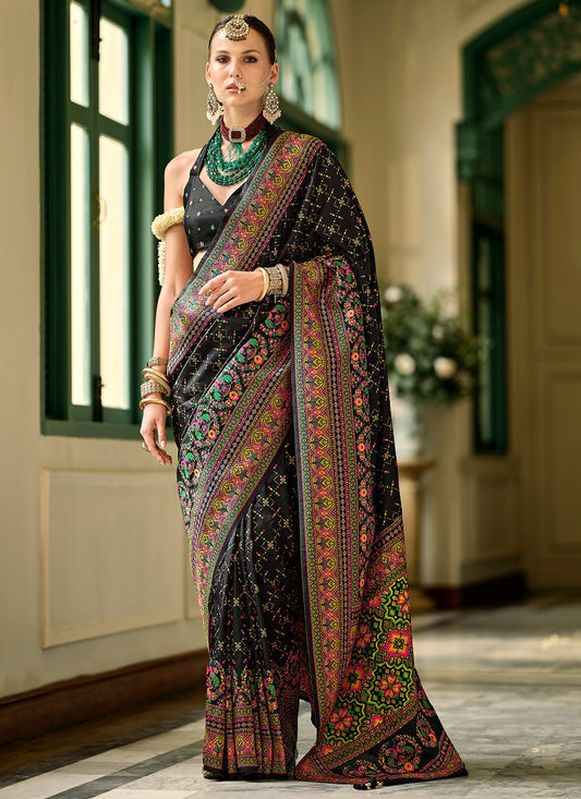 Black color banarasi silk saree for women price

