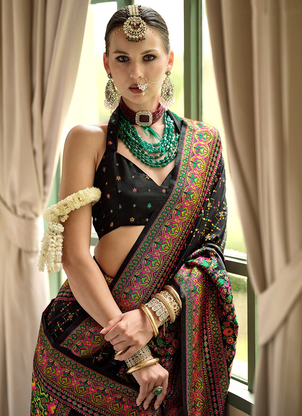 Black Banarasi Saree look for Wedding
