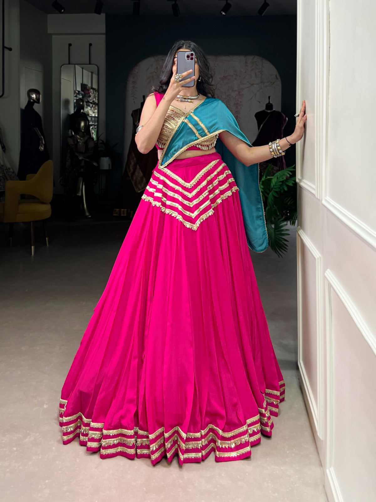 Pink color rayon lehenga choli for women with price
