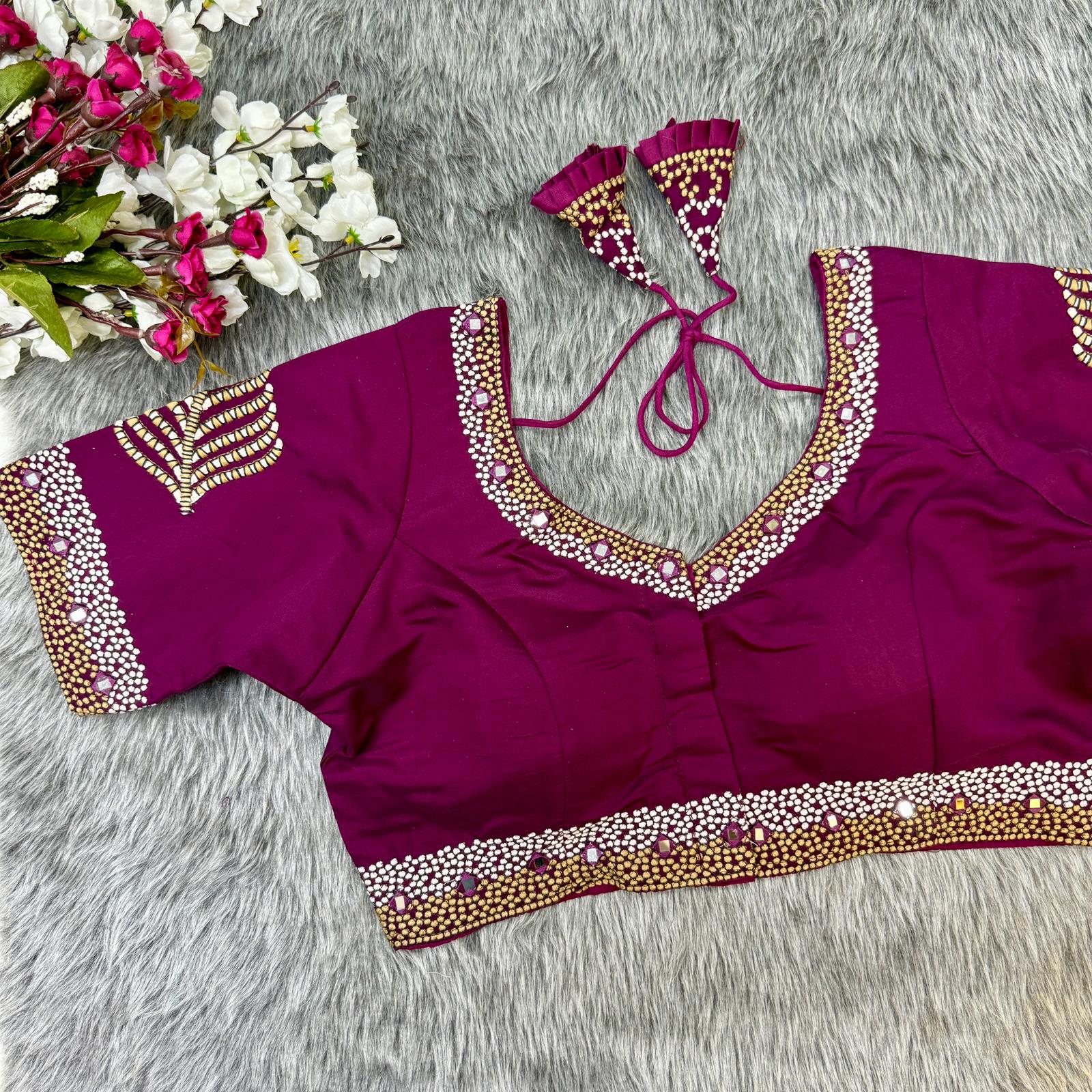 stylish front open design Rani Pink Blouse