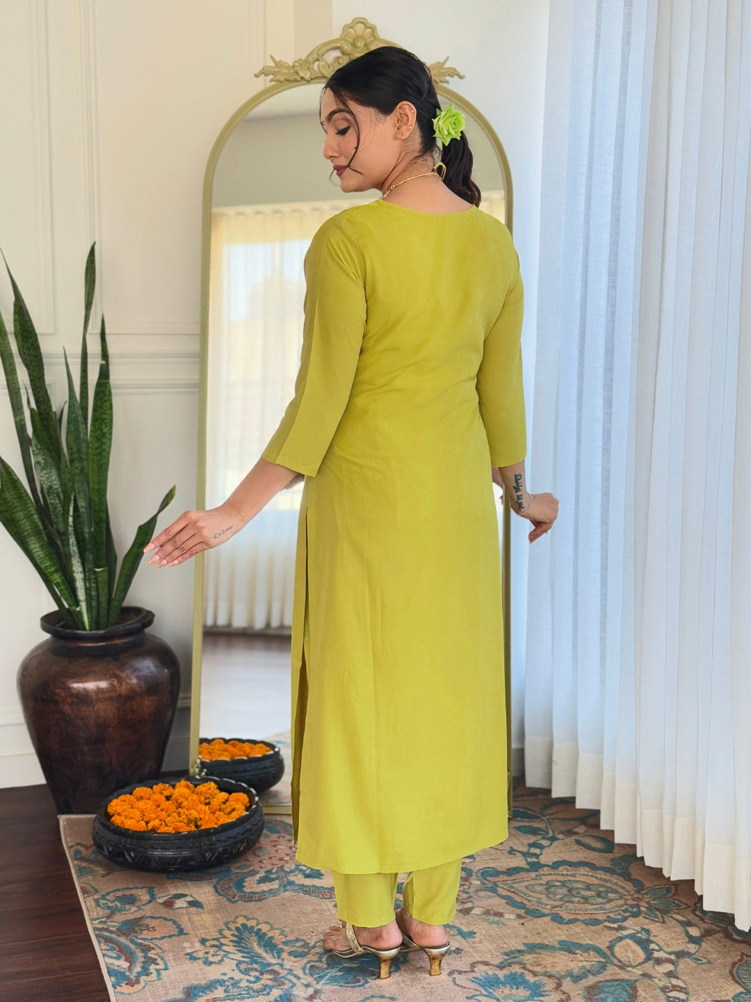 Green color viscose salwar suit online