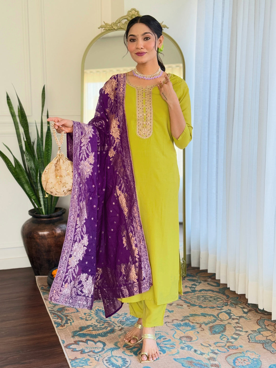 Green color viscose salwar suit price