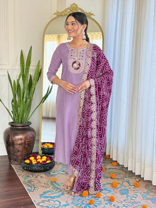 Purple color viscose salwar suit for women