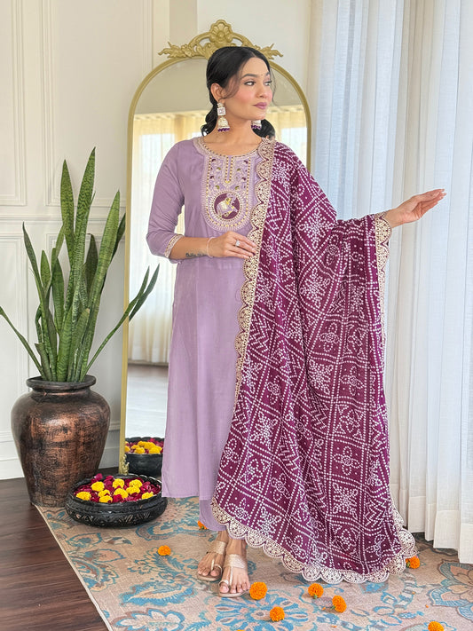 Purple color viscose salwar suit for party