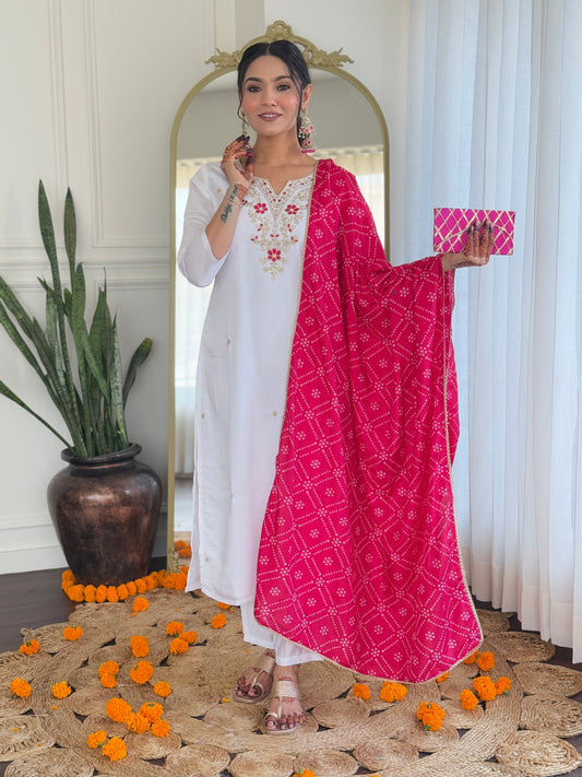 White color viscose salwar suit for women