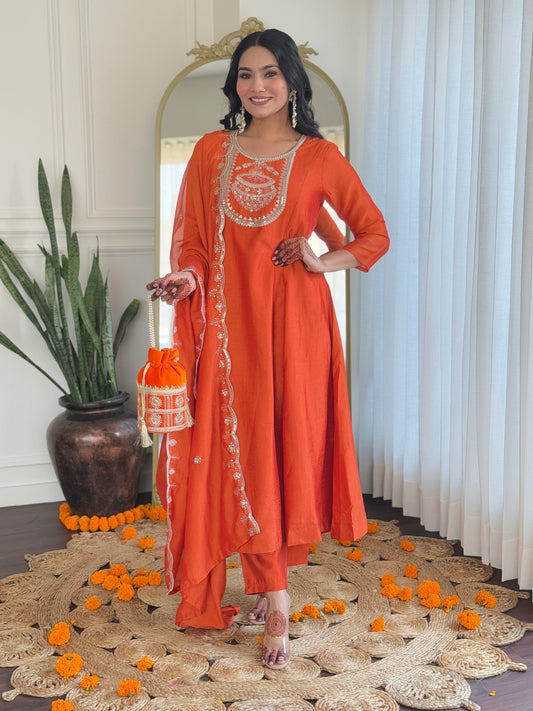 Orange colour Salwar Suit Design
