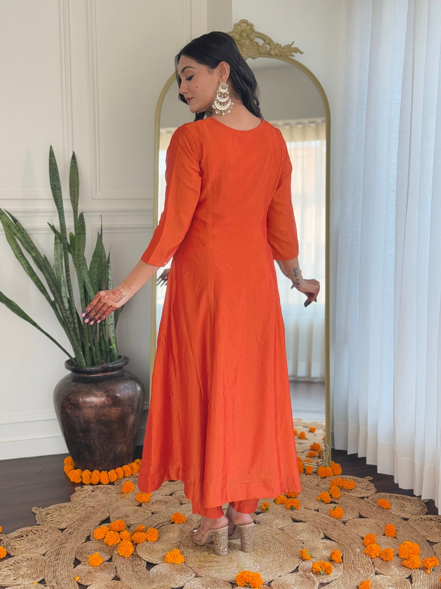 Orange color viscose salwar suit for women price

