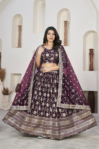 Wine color lehenga choli for women