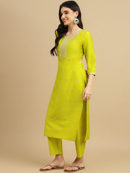 Lemon color chinon salwar suit for women