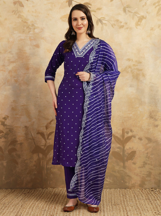 Purple color chanderi silk salwar suit