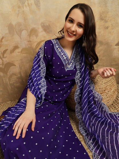 Purple color chanderi silk salwar suit for wedding