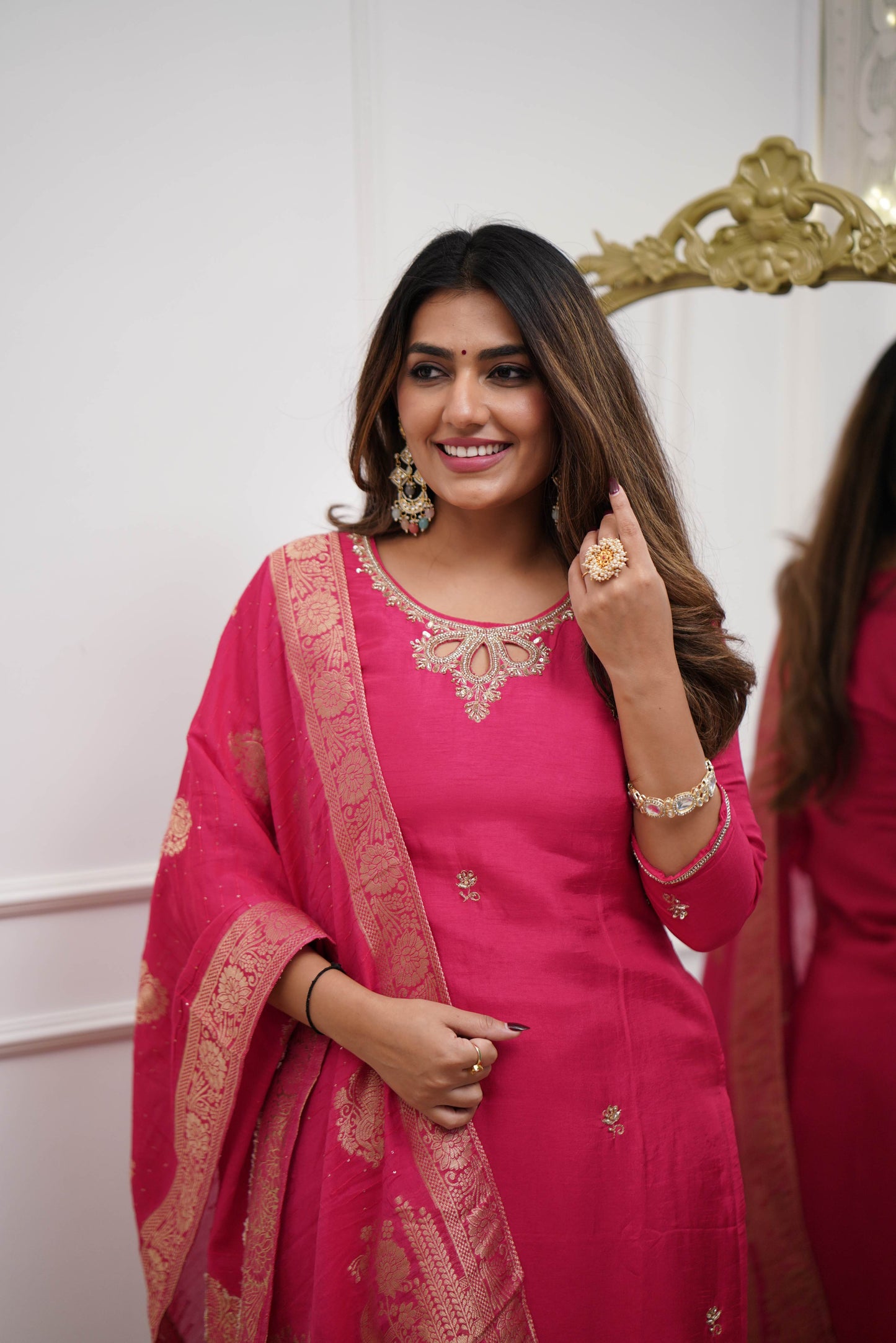 gajri color viscose chanderi Salwar Suit price