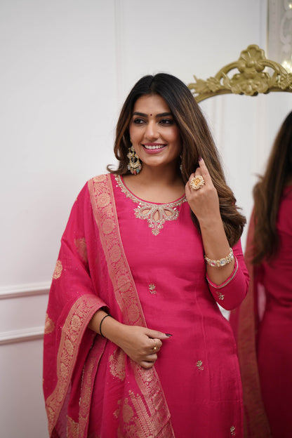 gajri color viscose chanderi Salwar Suit price