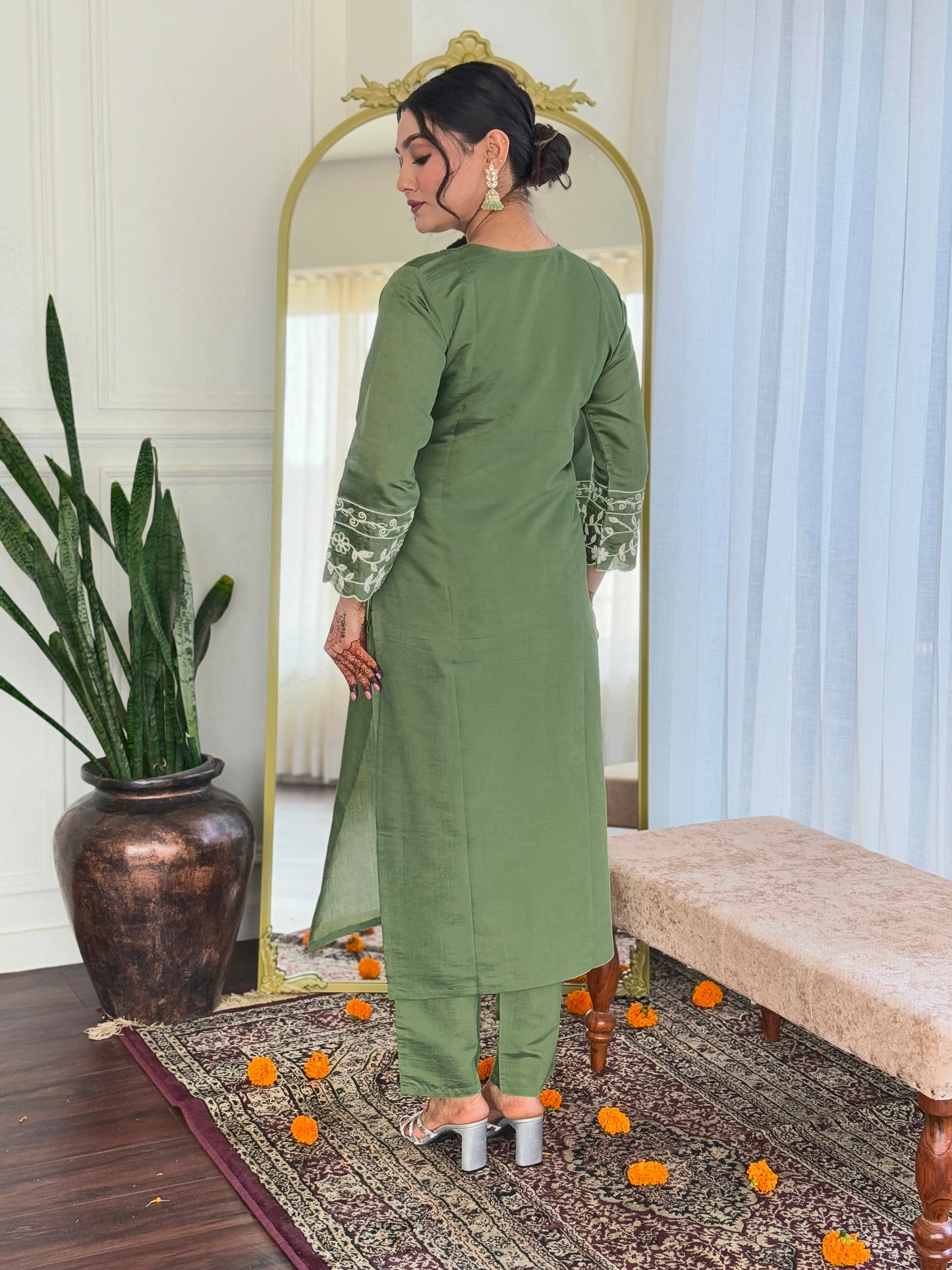 Pista color viscose chanderi salwar suit online
