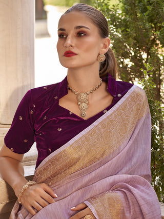 Pure onion tissue linen saree for women