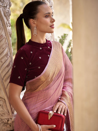 Tissue linen saree with embroider