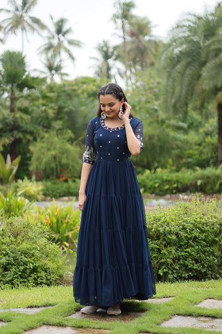 Embroidery work gown with online shopping