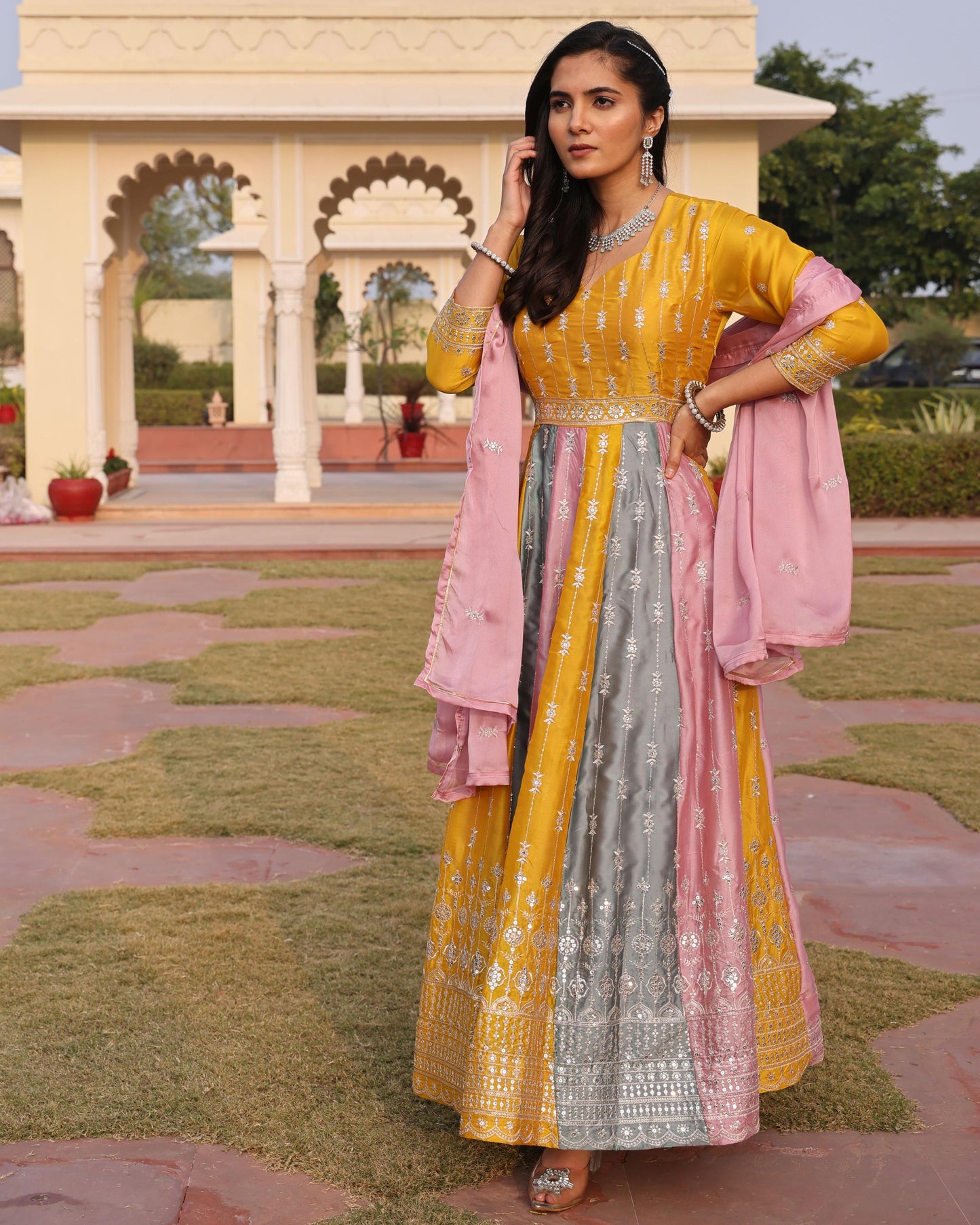 Mustard color rangoli silk salwar suit with dupatta price