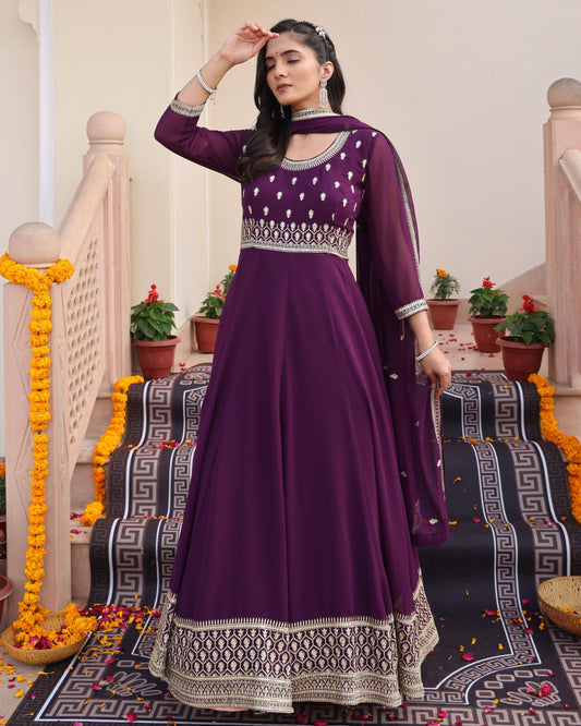 Purple color georgette gown for women