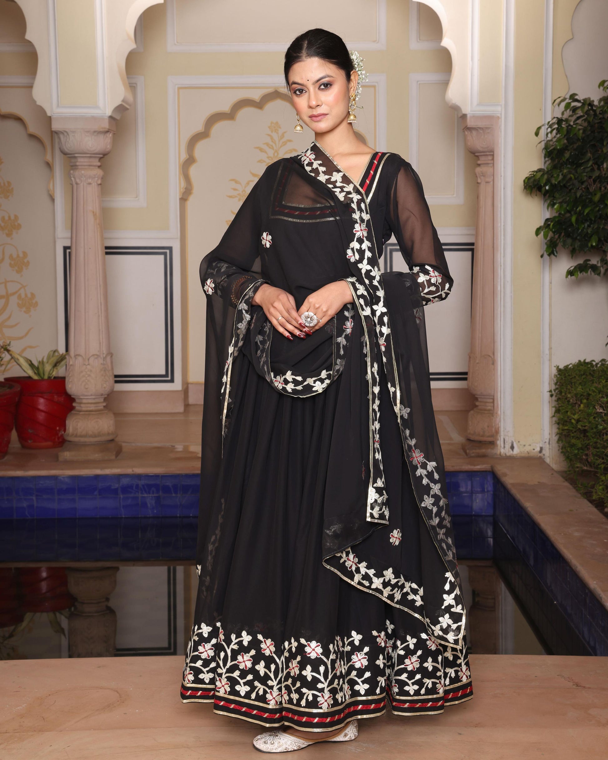 anarkali dress black colour Classic black anarkali Indian Dresses