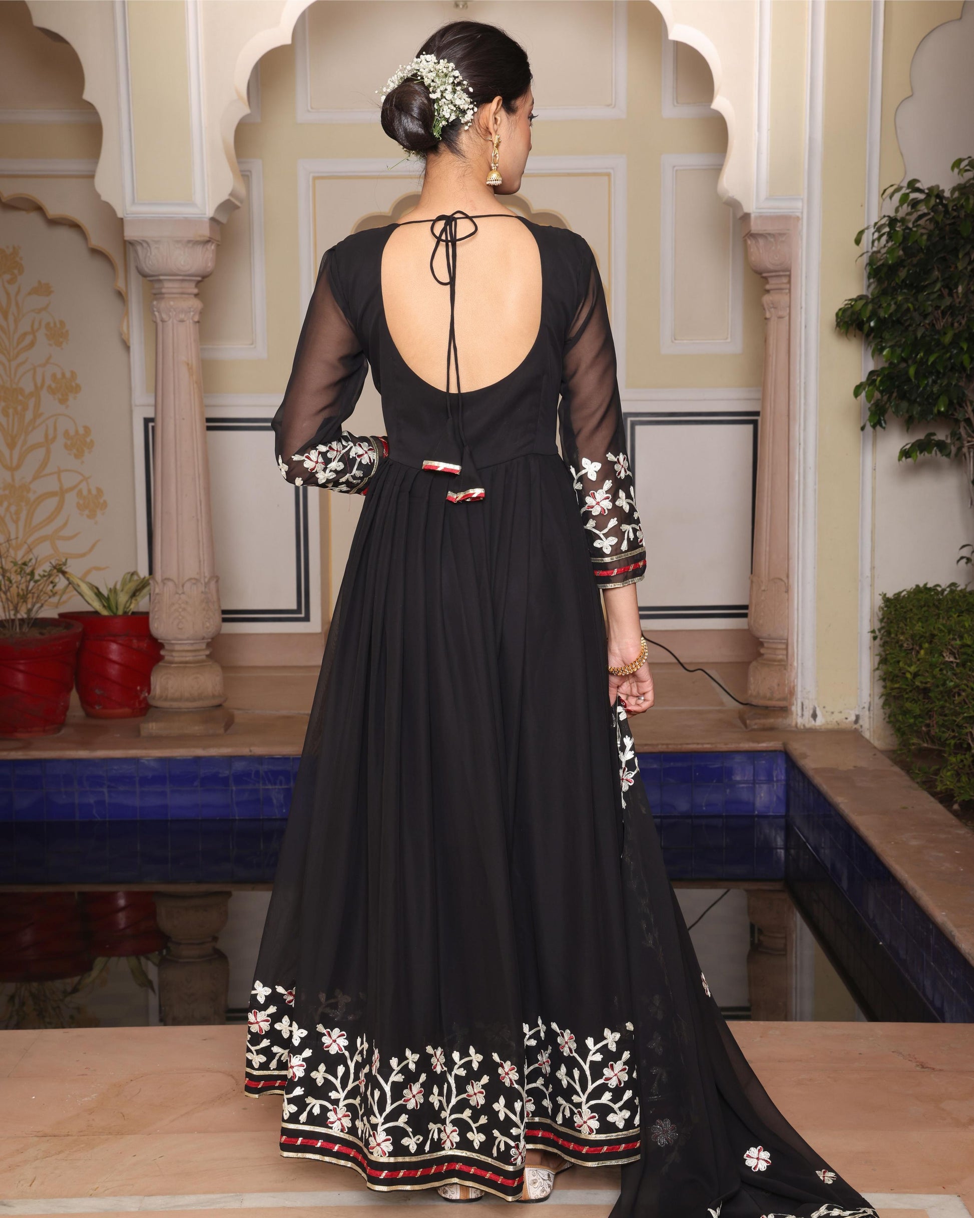 Black color georgette salwar kameez with dupatta price