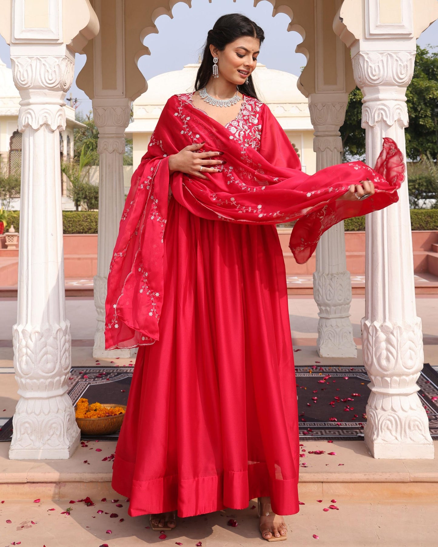 Pink color rangoli silk salwar suit for women