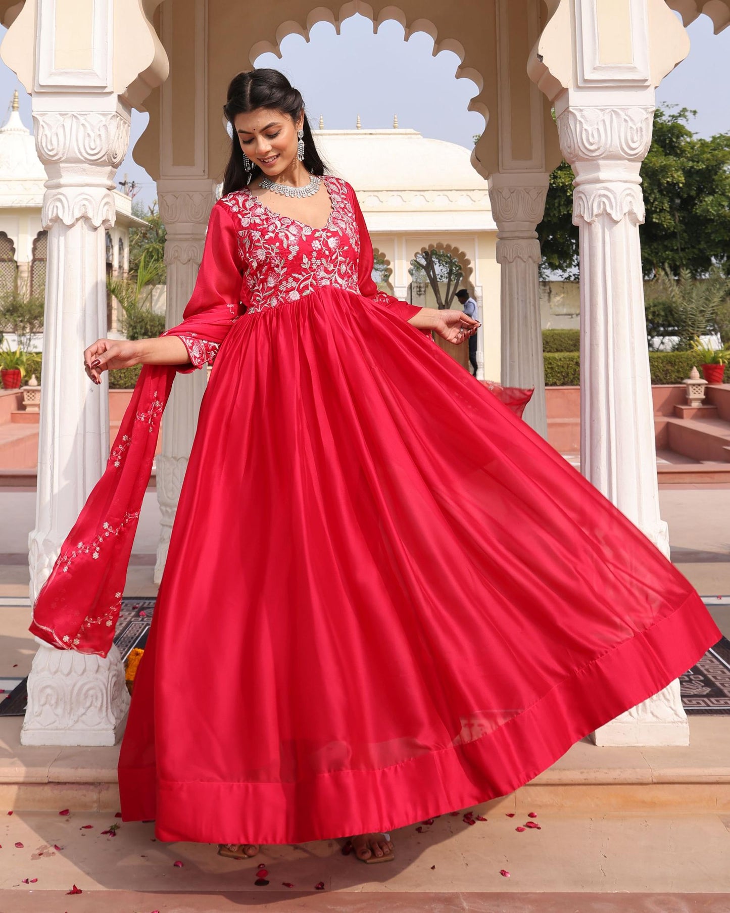 Pink color rangoli silk salwar suit with dupatta online