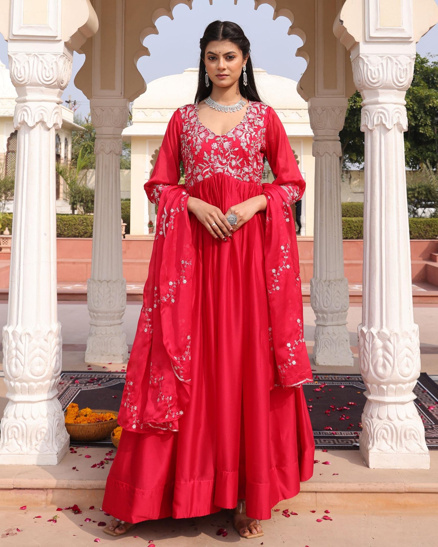 Pink color rangoli silk salwar suit with dupatta price