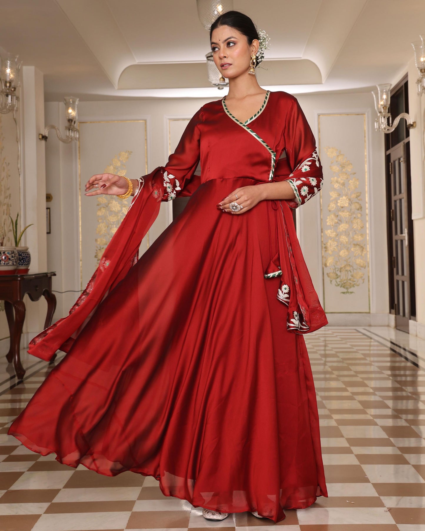Maroon color rangoli silk salwar kameez with dupatta price