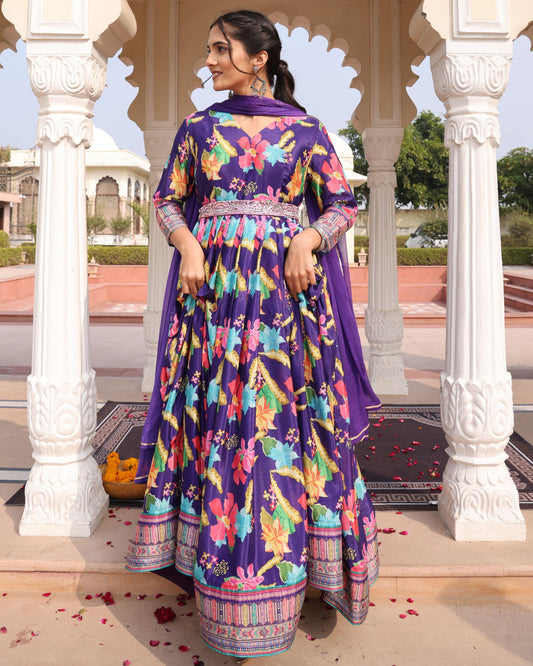 Purple color chinon salwar suit for women