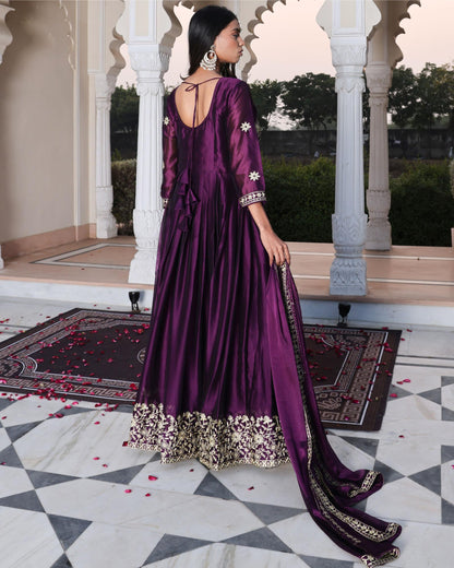 Purple color rangoli silk salwar suit with dupatta online