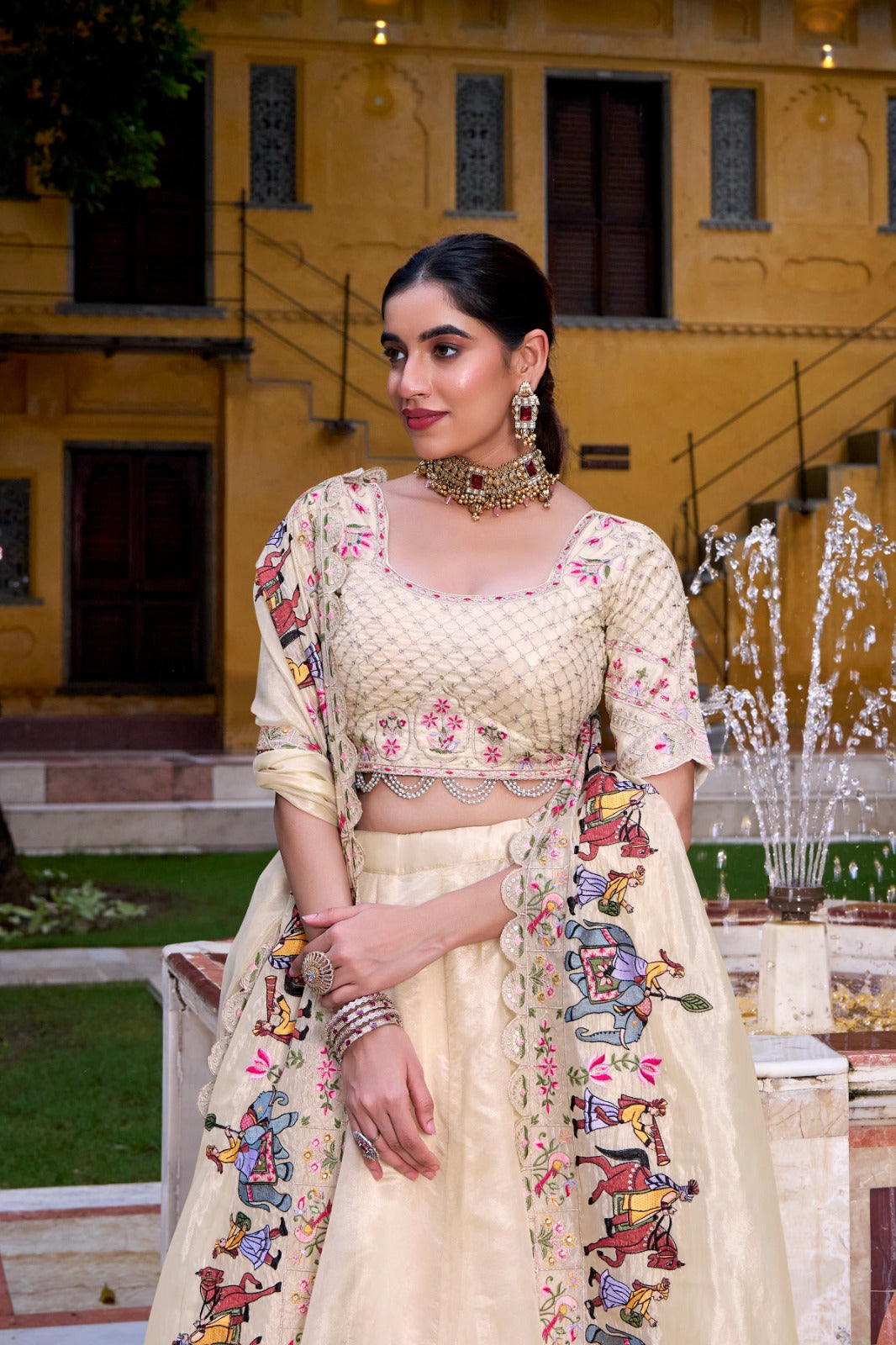 Trending Off White Wedding Wear Lehenga Choli