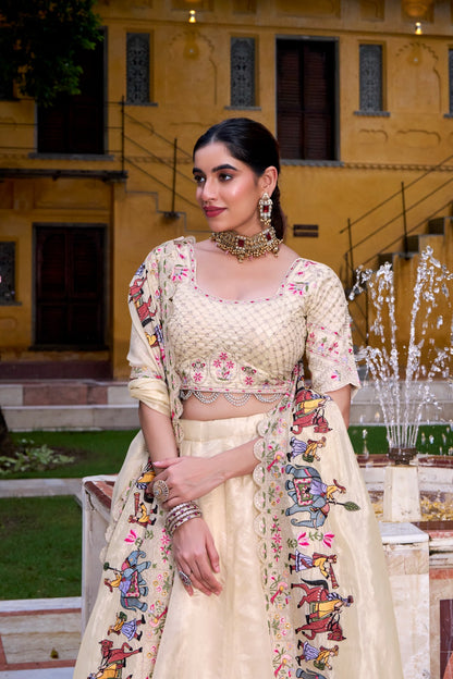 Trending Off White Wedding Wear Lehenga Choli