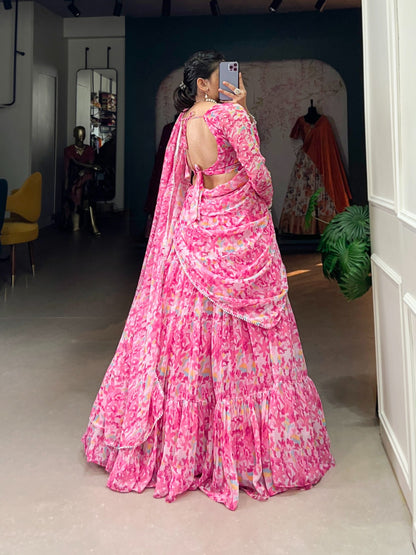 Light pink color georgette lehenga images
