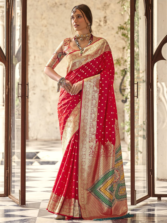 Red saree party wear
