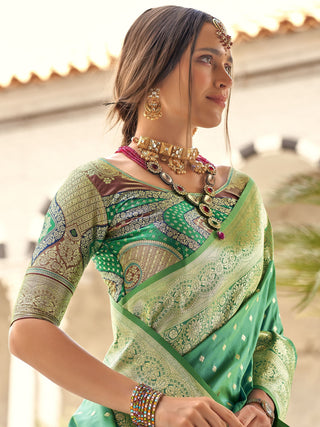 Green color wedding wear saree 