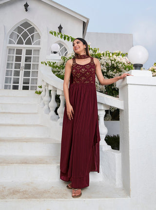 Maroon salwar suit with dupatta