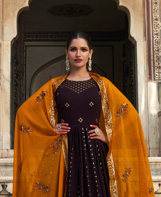 Georgette purple gown for wedding