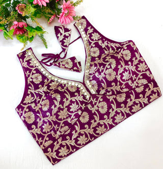 Wine color printed blouse