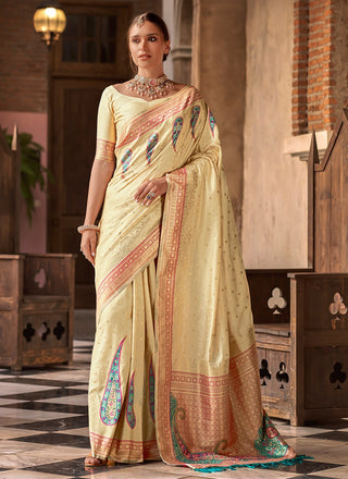 Beige color silk saree