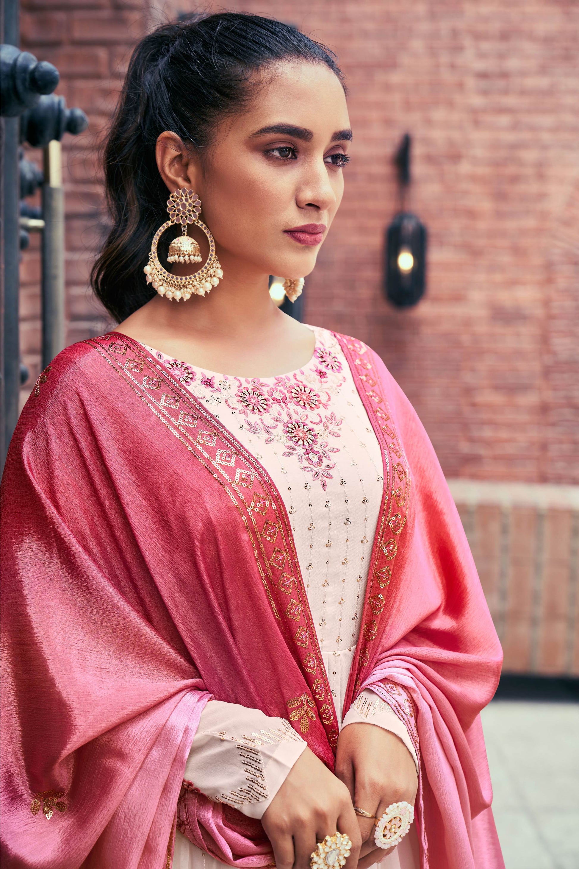 Latest Chiku color georgette salwar suit