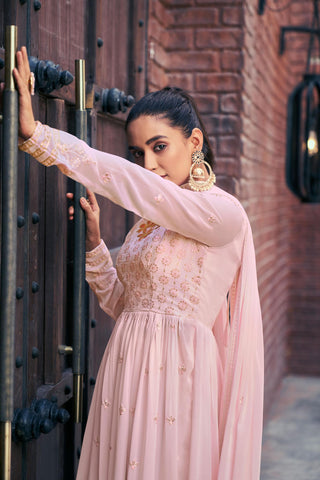 Light pink color mirror work salwar suit