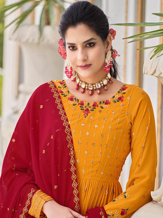 Mustard colour Punjabi Suit combination